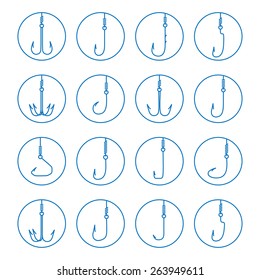 Fishing hooks in circle. Fishing hooks Icon. 