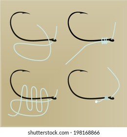 fishing hooks knot stock vector