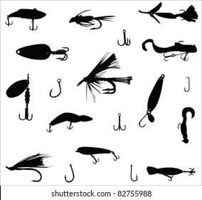 fishing hooks and lures vector