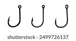 Fishing hooks. Set of fishing hooks vector illustration. Hook vector icons. Fish symbol or logo.