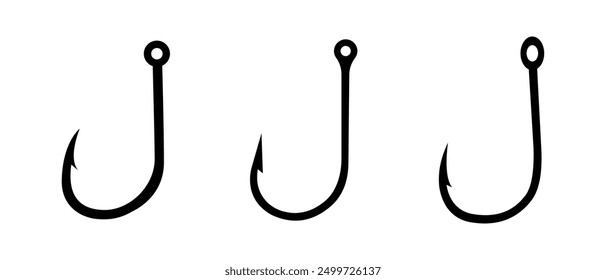 Fishing hooks. Set of fishing hooks vector illustration. Hook vector icons. Fish symbol or logo.