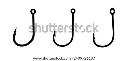 Fishing hooks. Set of fishing hooks vector illustration. Hook vector icons. Fish symbol or logo.