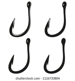 Fishing hooks in vintage style isolated vector illustration