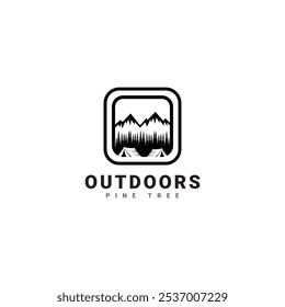 fishing house logo, cabin house rental logo and pine tree