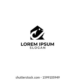 fishing house logo design, monochrome logo