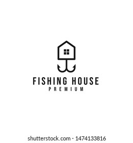 Fishing house logo vector icon