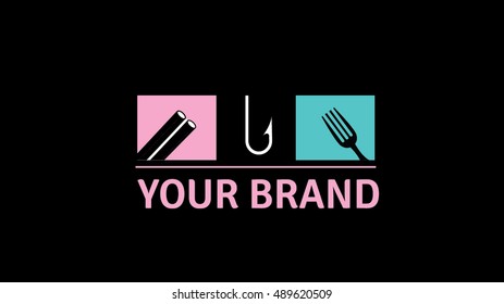 Fishing and hunting vector logo design template