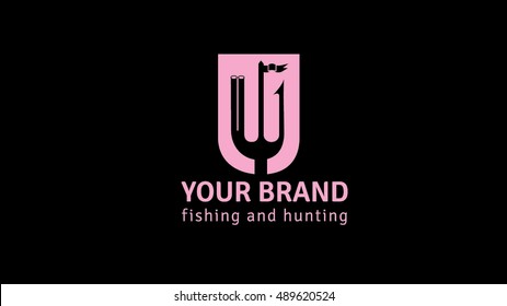 Fishing and hunting vector logo design template