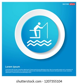 Fishing Icon Abstract Blue Web Sticker Button - Free vector icon