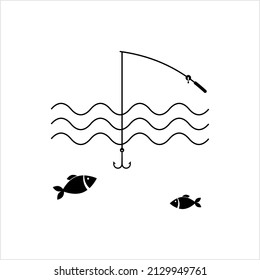 Fischereisymbol, Vektorgrafik der Fischereitätigkeit