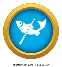 Fishing icon blue vector isolated on white background for any design
