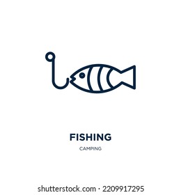 Fishing Icon Camping Collection Thin Linear Stock Vector (Royalty Free ...