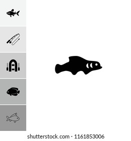 Fishing icon. collection of 6 fishing filled and outline icons such as fish, extinct fish. editable fishing icons for web and mobile.