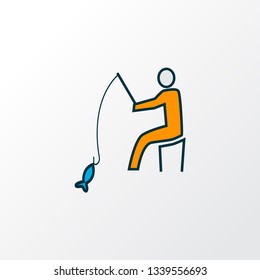 Fishing icon colored line symbol. Premium quality isolated fisherman element in trendy style.