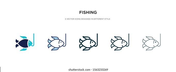 fishing icon in different style vector illustration. two colored and black fishing vector icons designed in filled, outline, line and stroke style can be used for web, mobile, ui