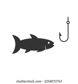 Fishing icon. Fish and hook vector ilustration.