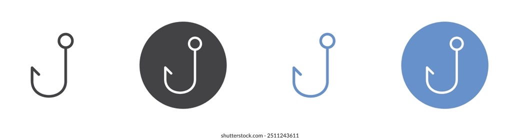 Fishing icon Flat set in black and white color