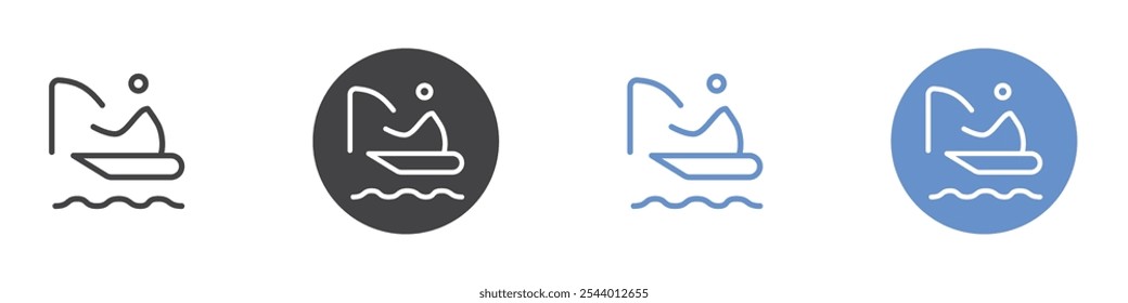 Icono de pesca Conjunto plano en color blanco y negro