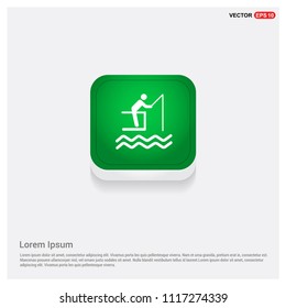 Fishing Icon Green Web Button - Free vector icon