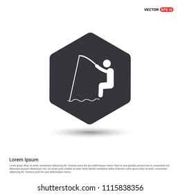 Fishing Icon Hexa White Background icon template - Free vector icon