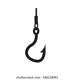 Fishing icon. Hook and angling, fisherman symbol. Flat design. Stock - Vector illustration