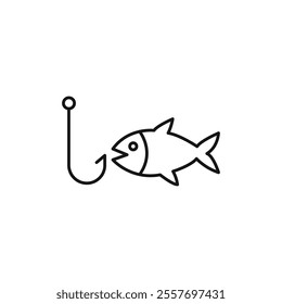 Fishing icon Isolated flat vector in outline