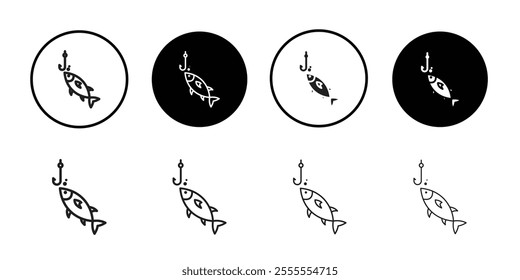 Fishing icon Line Art Logo set