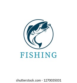Fishing icon logo vector design