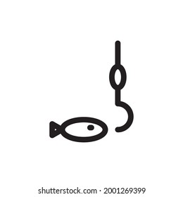 ilustración de icono de pesca o logotipo vectorial del símbolo de seña aislado, ilustración vectorial con contorno negro de alta calidad.