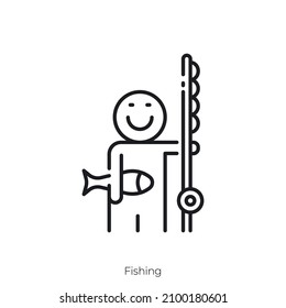 Fishing icon. Outline style icon design isolated on white background