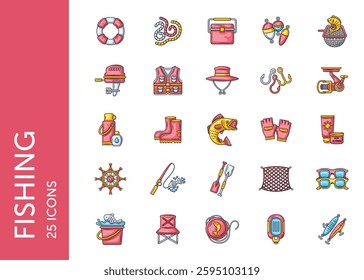 Fishing icon pack. Set icon design