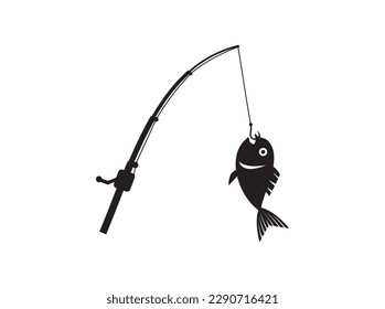 fishing icon, with a fishing rod that managed to get fish