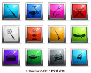 Fishing icon set