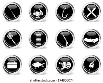 Fishing icon set