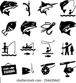 Fishing icon set 