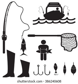 Fishing icon set
