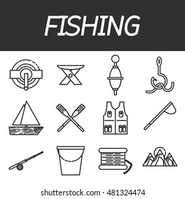 Fishing icon set