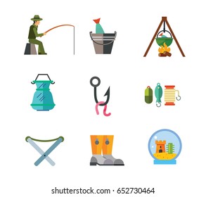 Fishing icon set