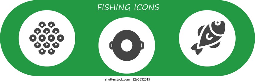  fishing icon set. 3 filled fishing icons. Simple modern icons about  - Caviar, Float, Fish