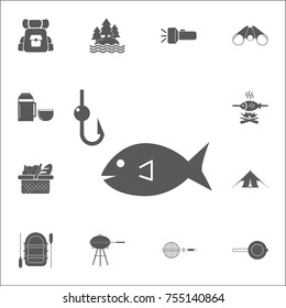fishing icon. Set of camping icons on white background