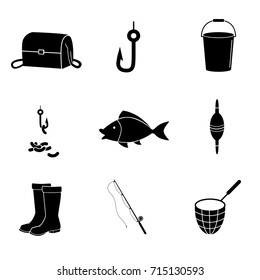 Fishing icon set isolated on white background. Vector art.