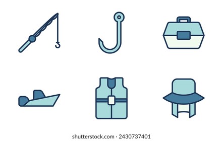 fishing icon set, symbol vector template collection