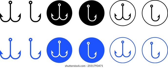 Fishing icon set.  Fishing symbols. Seafood icons. Fisheries logo symbol
