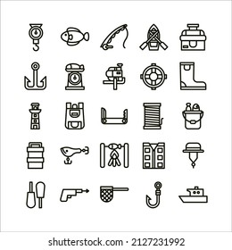 Fishing icon set vector line for website, mobile app, presentation, social media.