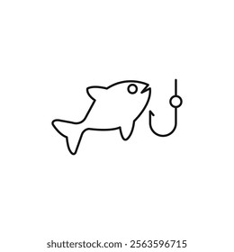 Fishing icon Simple thin line flat symbol