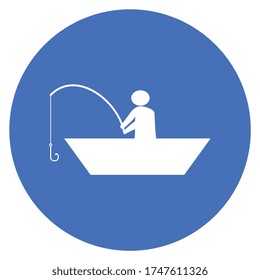 Fishing icon, symbol, blue, vector