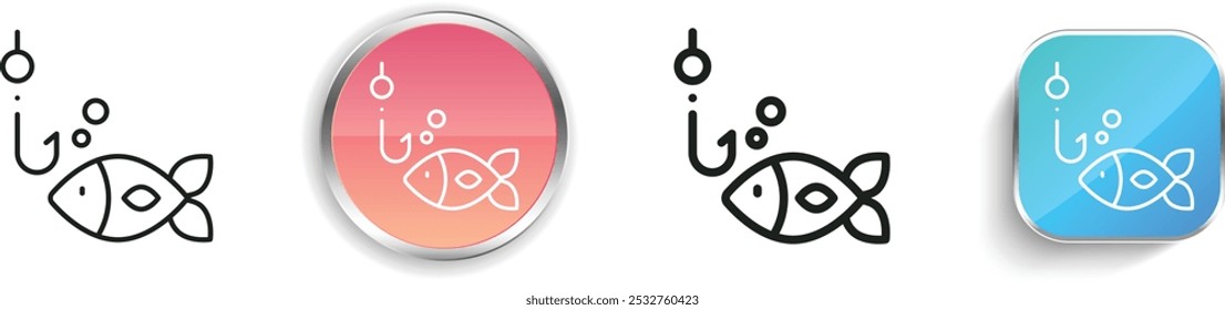 ícone de pesca. Design fino, linear, regular e estilo botão isolado no fundo branco