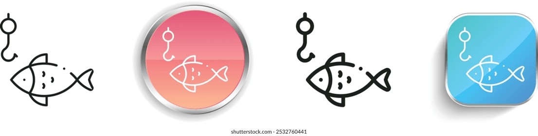 fishing icon. Thin Linear, Regular and Button Style Design Isolated On White Background