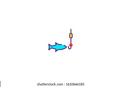 Fishing icon in trendy flat style isolated on white background vector illustration