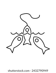 icono de pesca, vector icono de la mejor línea.